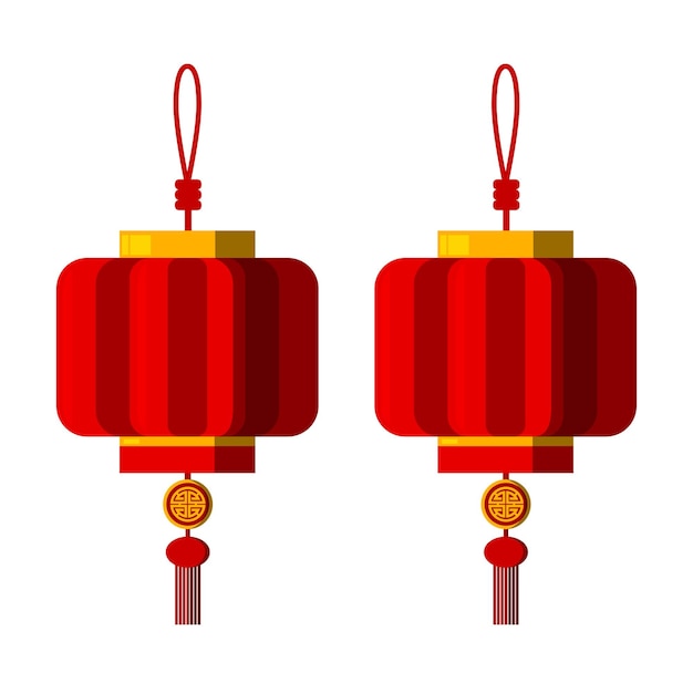 Diseño vectorial de ilustraciones de linternas rojas asiáticas Decoración de elementos gráficos aislados del Año Nuevo Chino