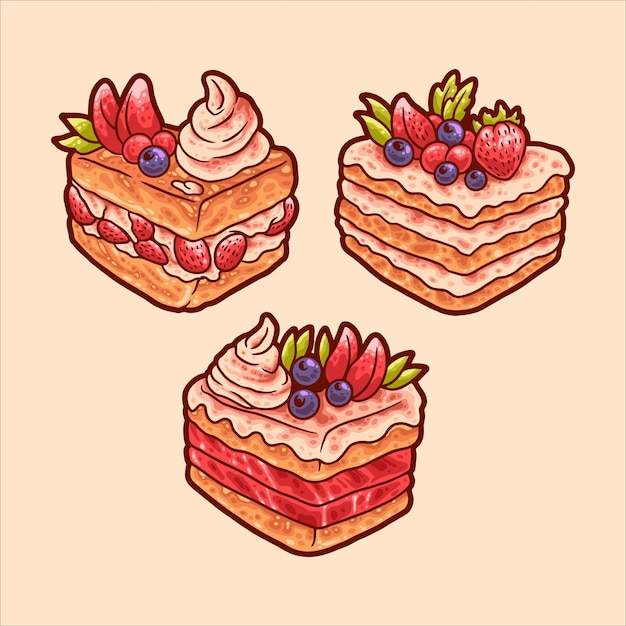 Vector diseño vectorial de ilustraciones de pasteles dulces