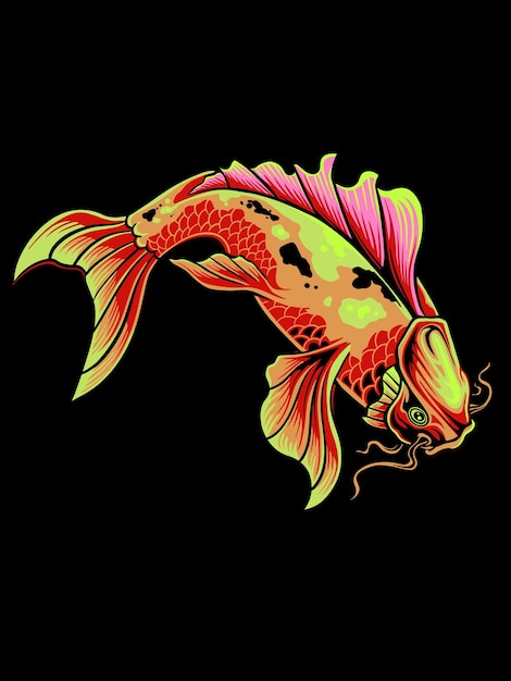 diseño vectorial ilustrador de peces koi, color editable