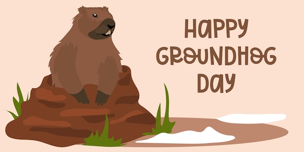 Diseño vectorial de la imprenta del Día de la Marmota para tarjetas de felicitación y carteles La inscripción