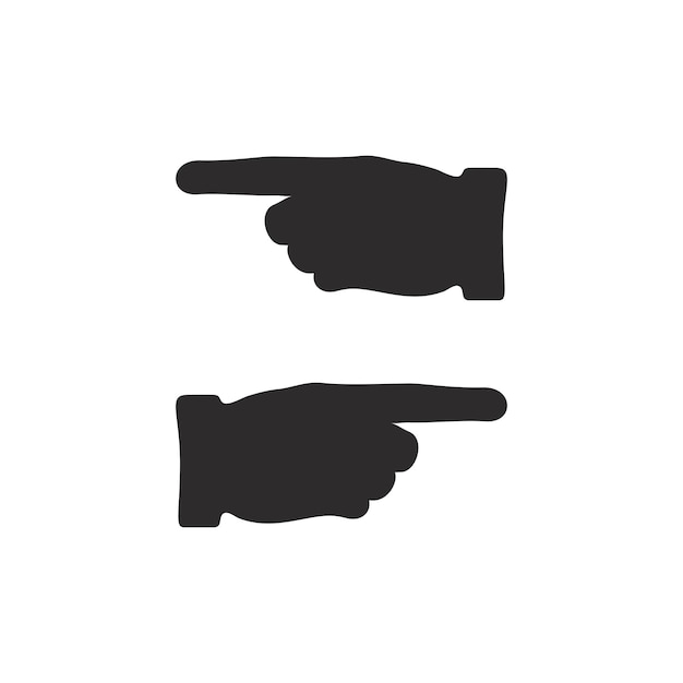 Diseño vectorial de indicadores de manos Dirección izquierda y derecha que muestra dos manos aisladas en blanco