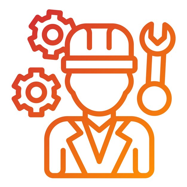 Diseño vectorial Ingeniero mecánico Estilo de icono