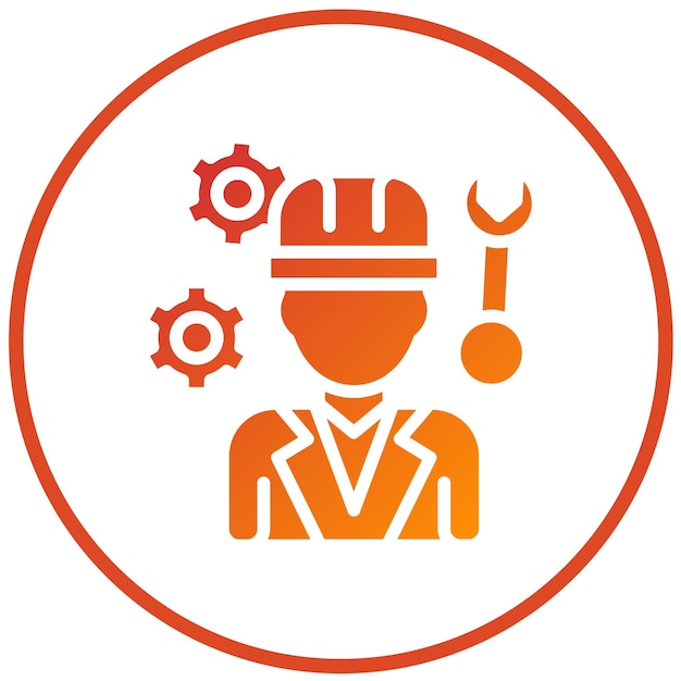Diseño vectorial Ingeniero mecánico Estilo de icono