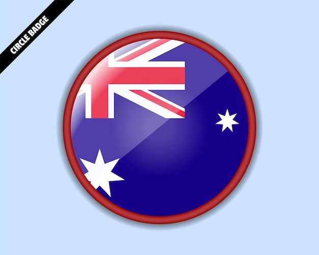 Diseño vectorial de la insignia del círculo de la bandera de Australia signo redondeado con reflexión