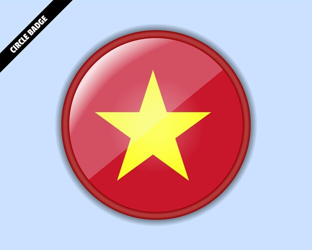 Diseño vectorial de la insignia del círculo de la bandera de Vietnam signo redondeado con reflexión