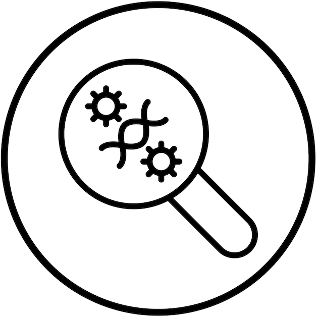 Diseño vectorial de la investigación de la mutación del virus Estilo del icono