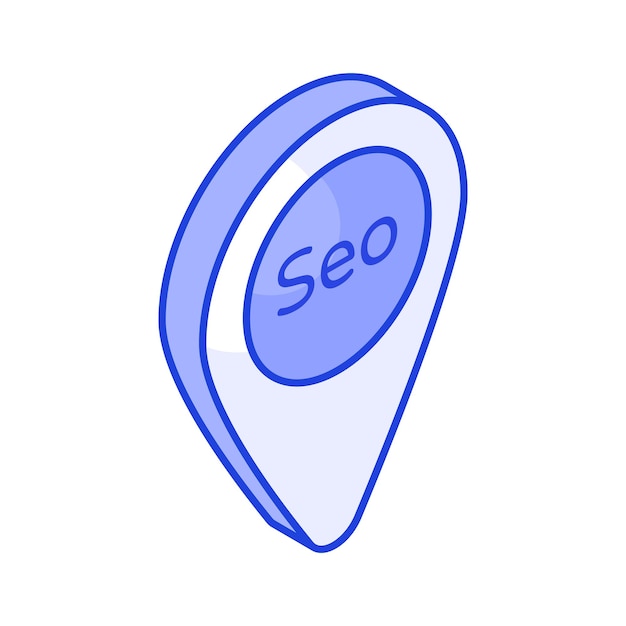 Diseño vectorial isométrico de ubicación Seo aislado sobre fondo blanco