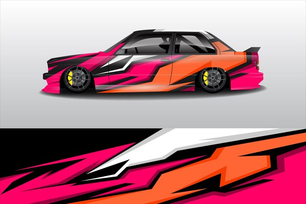 Diseño vectorial de kit de pegatinas de automóviles fondo de carreras líneas abstractas gráficos de rally de carreras