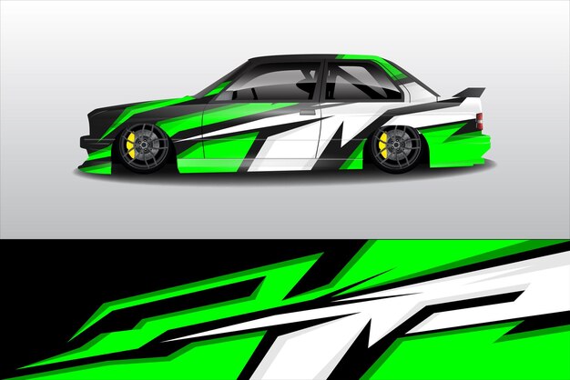 Diseño vectorial de kit de pegatinas de automóviles fondo de carreras líneas abstractas gráficos de rally de carreras
