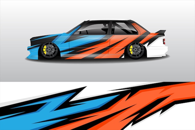 Diseño vectorial de kit de pegatinas de automóviles fondo de carreras líneas abstractas gráficos de rally de carreras