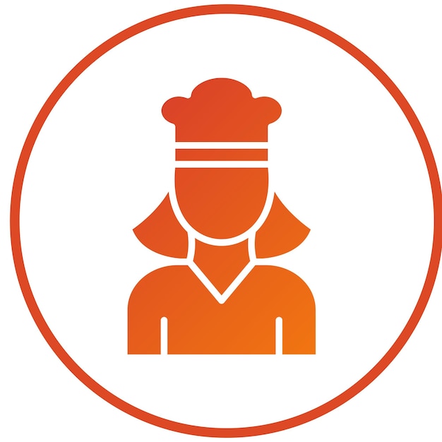 Diseño vectorial Lady Chef Estilo de icono