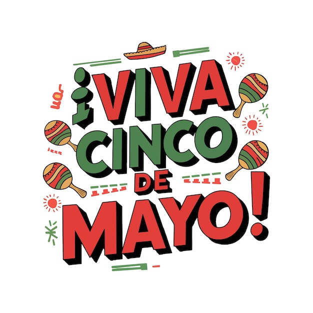 Diseño vectorial de letras de Cinco de Mayo