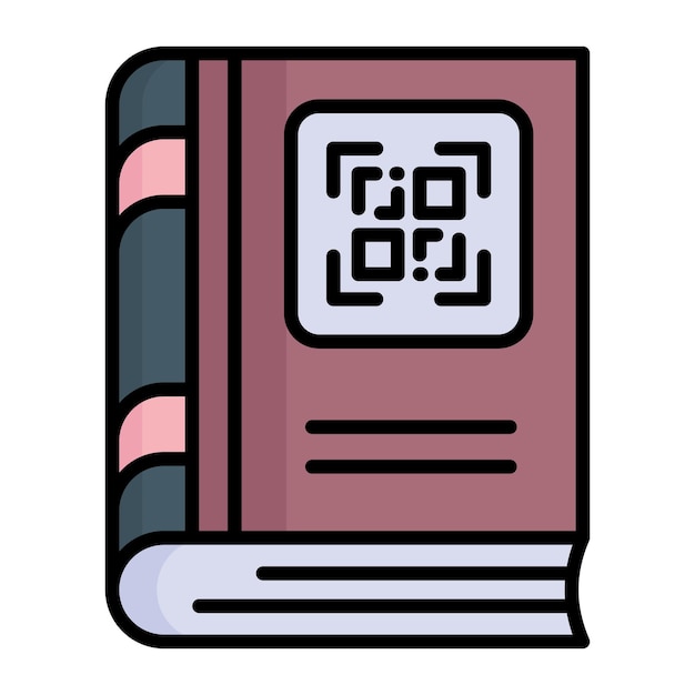 Diseño vectorial del libro de códigos qr icono de estilo moderno y de moda
