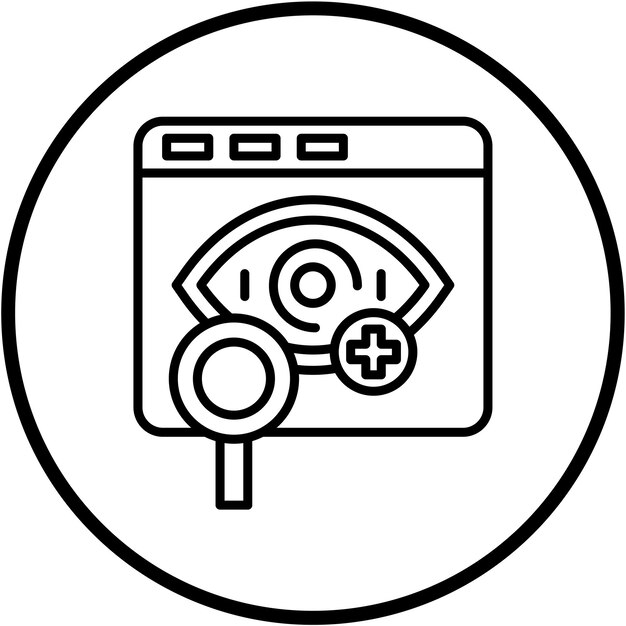 Diseño vectorial Libro Un estilo de icono de examen ocular