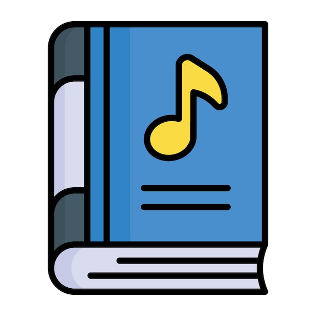 Diseño vectorial del libro de música en estilo editable icono premium