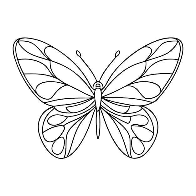 Diseño vectorial de la línea de arte de la colección de mariposas