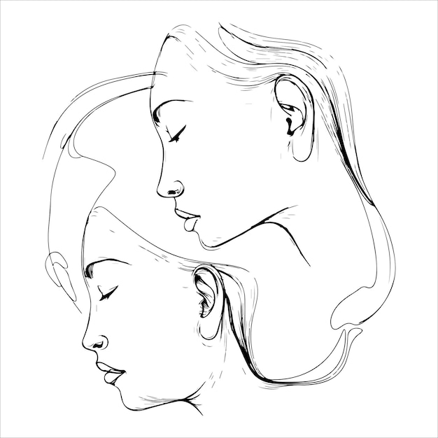 Diseño vectorial de línea de arte facial femenina