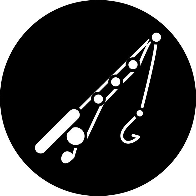 Diseño vectorial de la línea de pesca y el estilo del icono del gancho