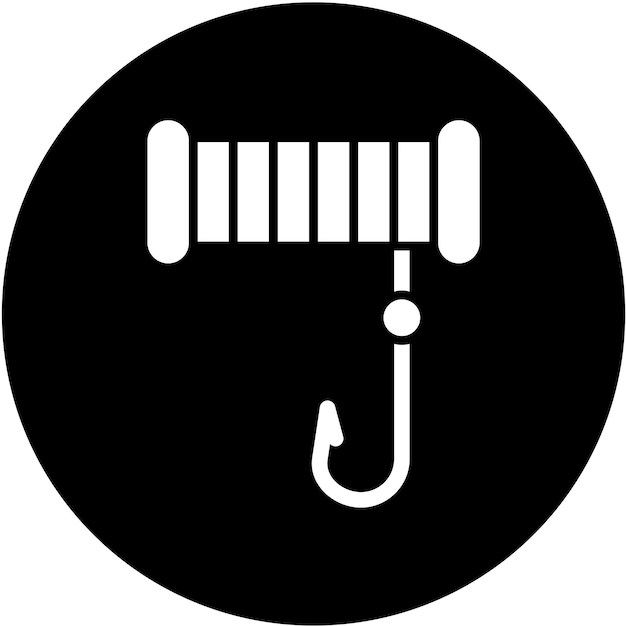 Diseño vectorial de la línea de pesca y el estilo del icono del gancho