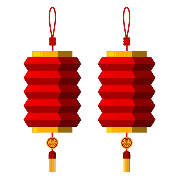 Diseño vectorial de linternas rojas asiáticas Elementos gráficos aislados del año nuevo chino en decoración de estilo plano
