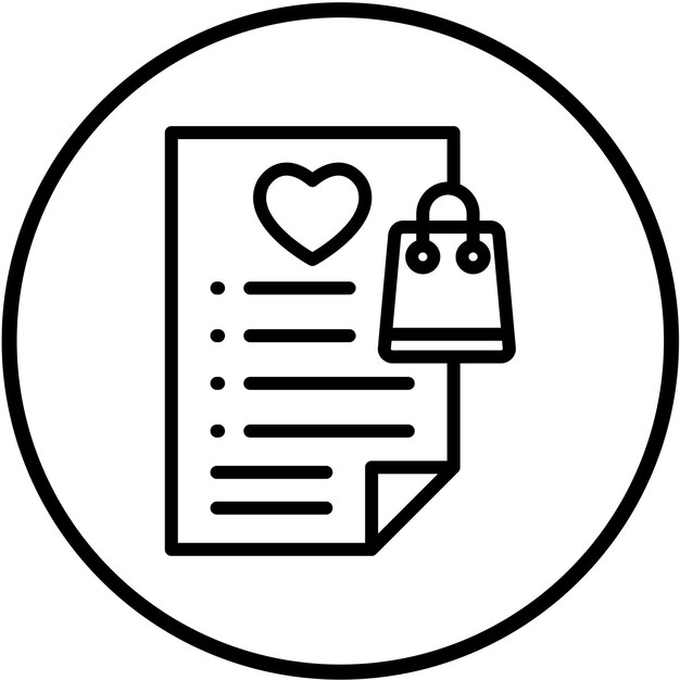 Diseño vectorial Lista de deseos de los compradores Estilo de icono