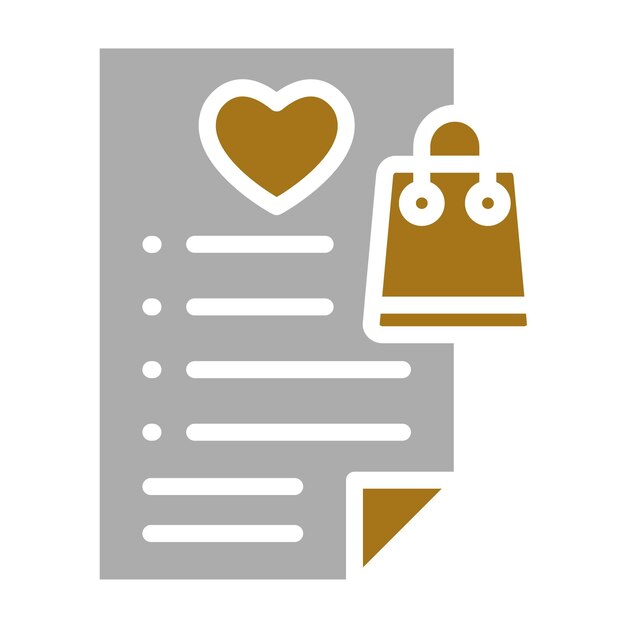Diseño vectorial Lista de deseos de los compradores Estilo de icono