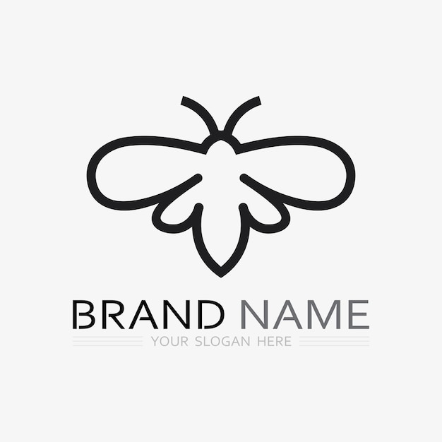 diseño vectorial del logotipo de la abeja y la miel e ilustración de animales de insectos