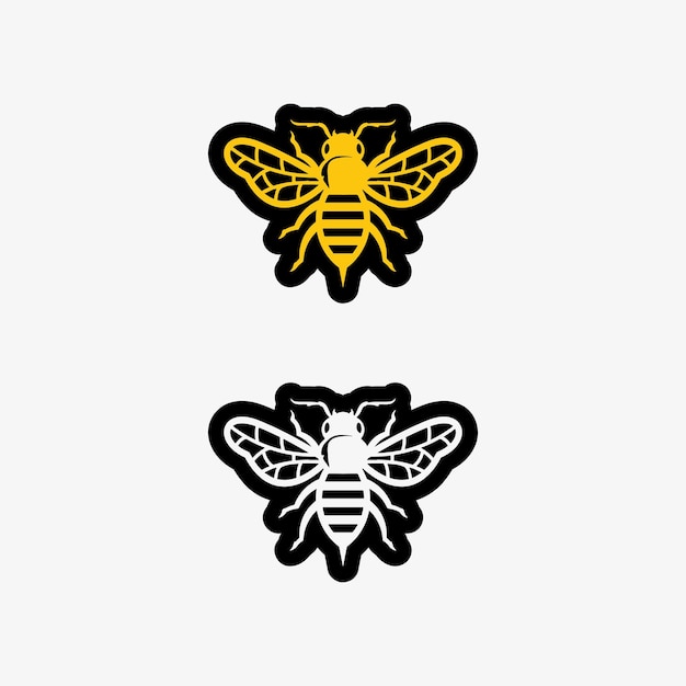 Diseño vectorial del logotipo de la abeja y la miel e ilustración de animales de insectos