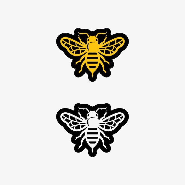 diseño vectorial del logotipo de la abeja y la miel e ilustración de animales de insectos