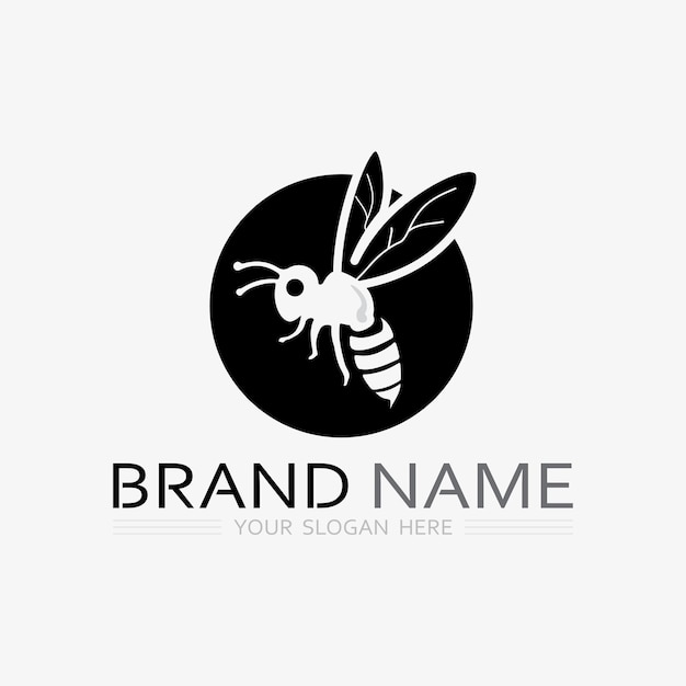 diseño vectorial del logotipo de la abeja y la miel e ilustración de animales de insectos