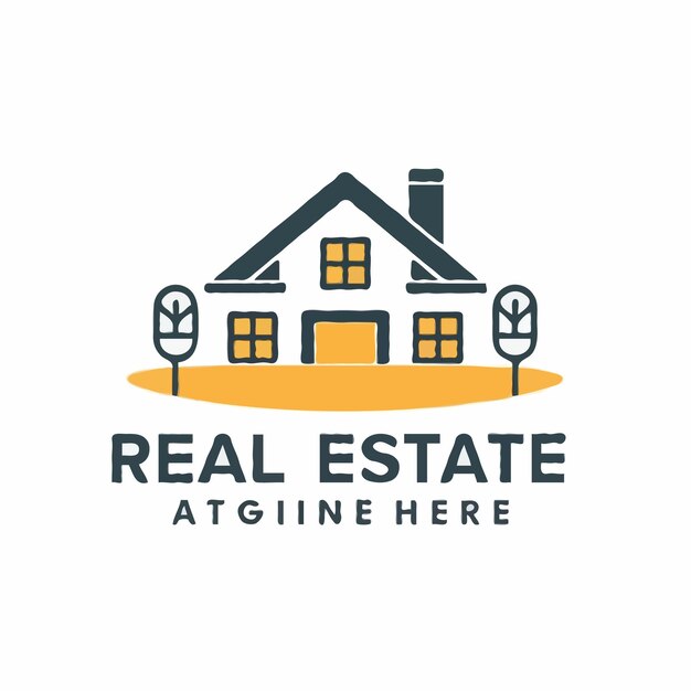 Diseño vectorial del logotipo del agente inmobiliario en fondo negro