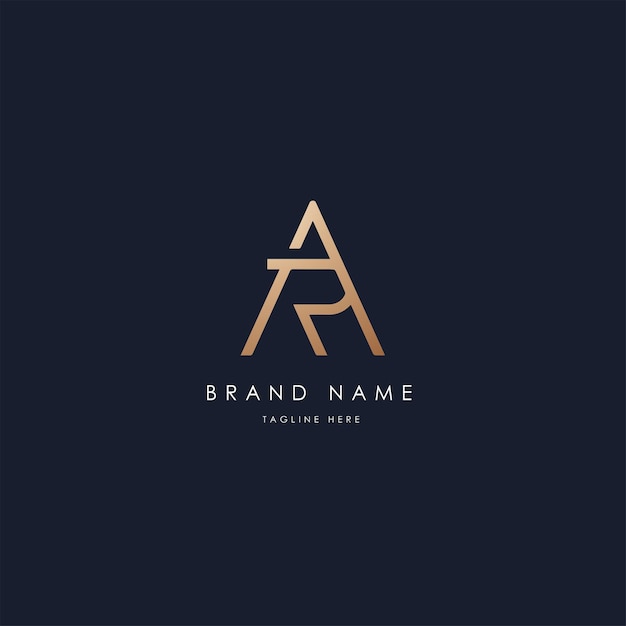 Diseño vectorial de logotipo AR Imagen vectorial alfabética estilo dorado de lujo