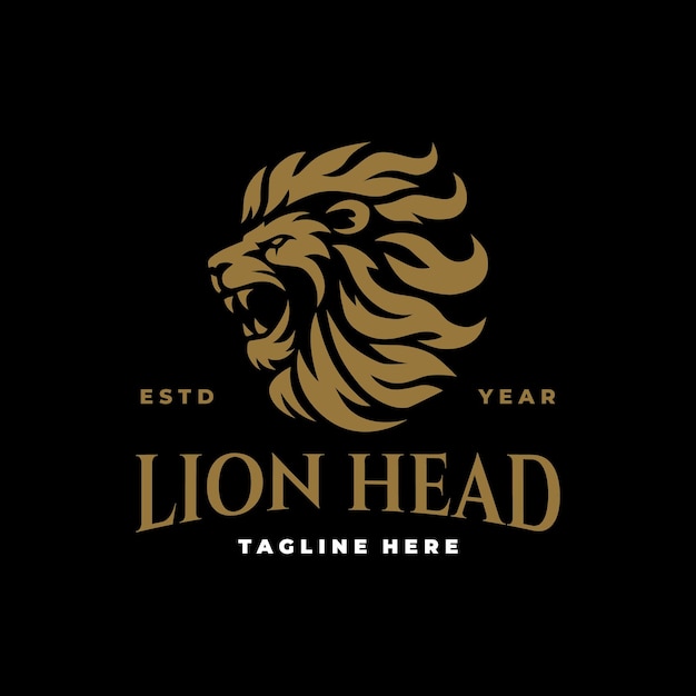 Diseño vectorial del logotipo de la cabeza de león Icono vectorial de la línea de arte del logotipo del león