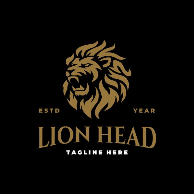 Diseño vectorial del logotipo de la cabeza de león Icono vectorial de la línea de arte del logotipo del león