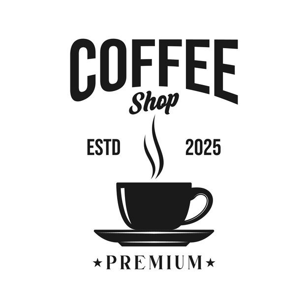 Diseño vectorial del logotipo de la cafetería en blanco y negro