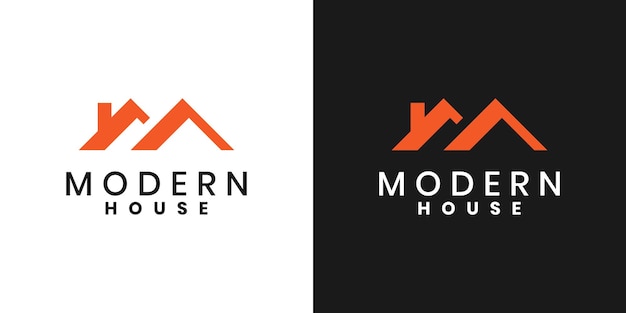 Diseño vectorial del logotipo de la casa moderna con techo inmobiliario