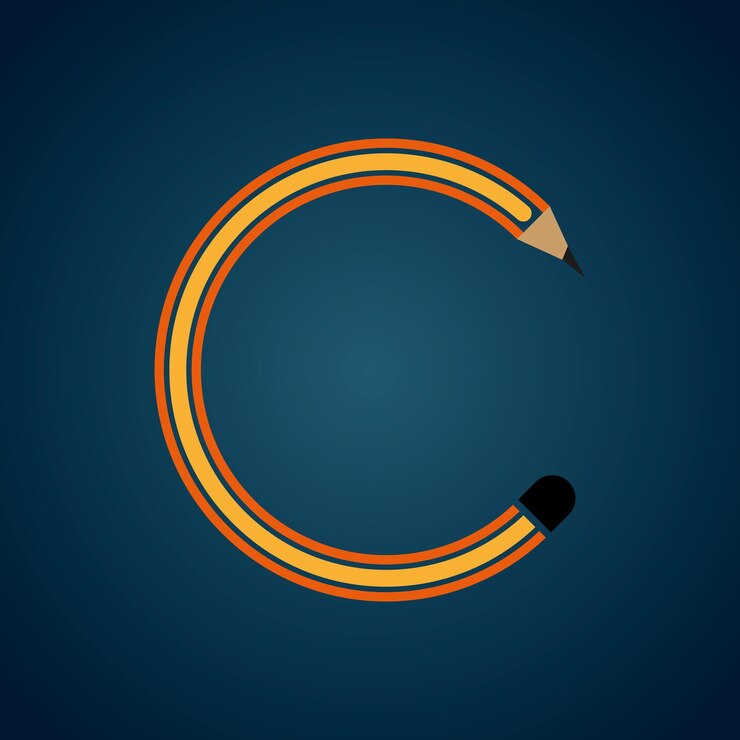 Vector diseño vectorial del logotipo del círculo del lápiz diseño del logotipo de la letra c diseño del logotipo de la carta c con forma de lápiz