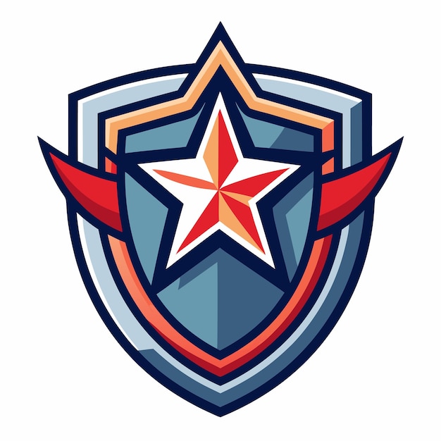 diseño vectorial del logotipo de coloración del escudo estelar en fondo blanco