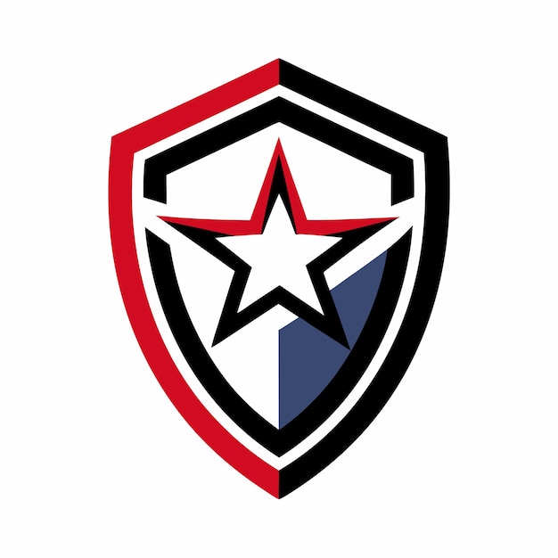 diseño vectorial del logotipo de coloración del escudo estelar en fondo blanco