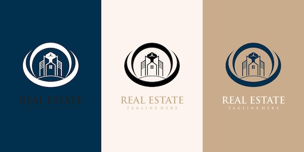 Diseño vectorial de logotipo de construcción y edificación inmobiliaria