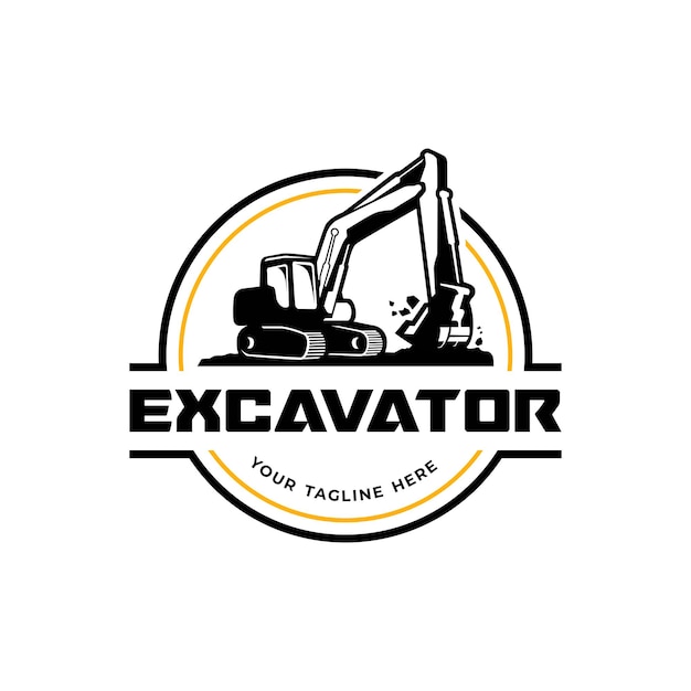 diseño vectorial del logotipo de la construcción de la excavadora