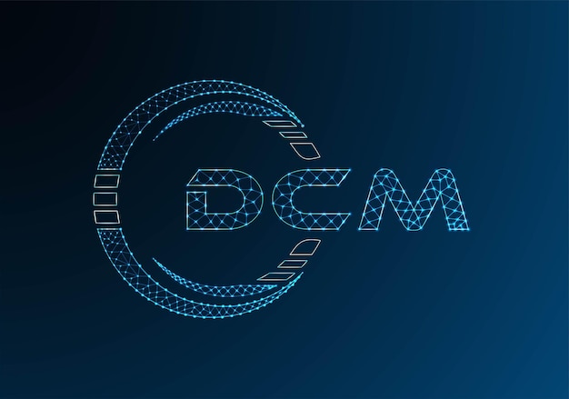 Diseño vectorial de logotipo de DCM de letras poli bajas Diseño de logotipo poli bajas de DCM