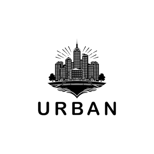 Diseño vectorial del logotipo del edificio vintage urbano