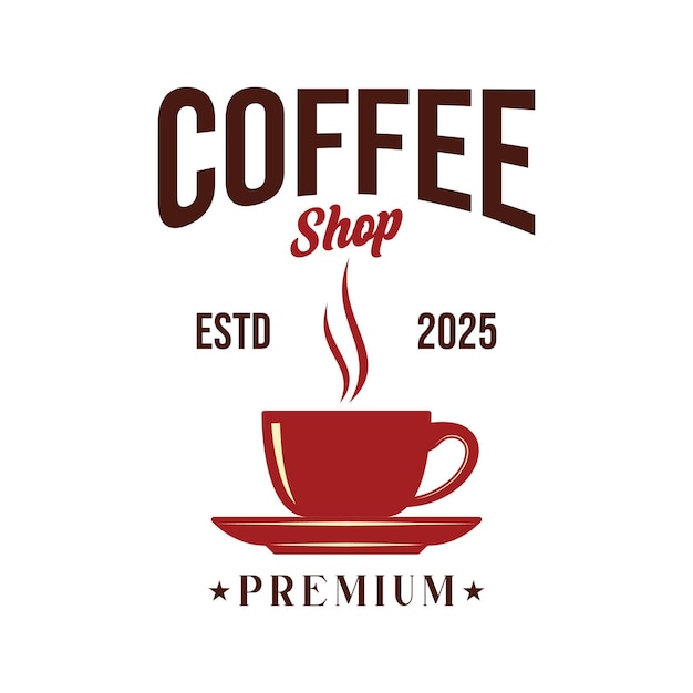Diseño vectorial del logotipo del emblema de la cafetería