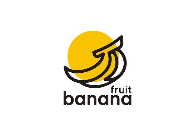 diseño vectorial de logotipo de estilo lineal de fruta de plátano abstracto
