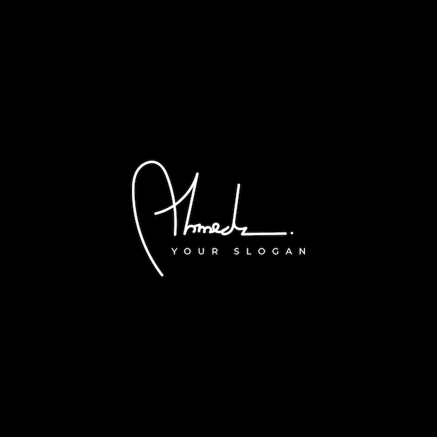 Diseño vectorial del logotipo de la firma del nombre de Ahmed