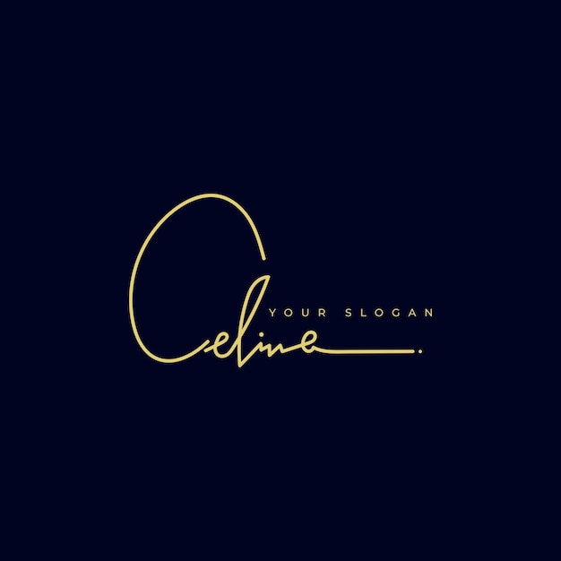 Diseño vectorial del logotipo de la firma del nombre de Celine