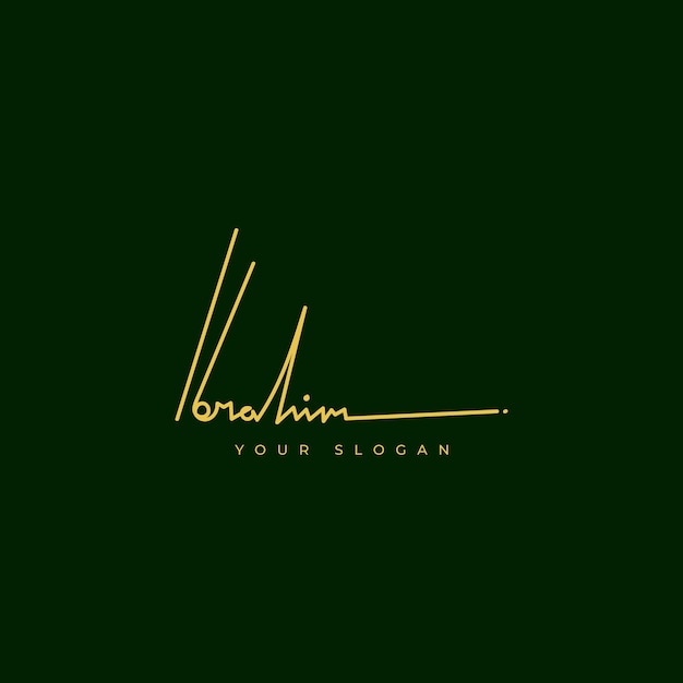 Diseño vectorial del logotipo de la firma del nombre de Ibrahim