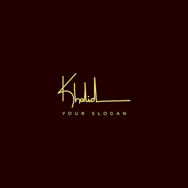 Diseño vectorial del logotipo de la firma del nombre de Khalid
