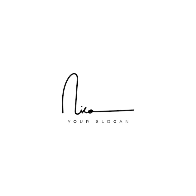 Diseño vectorial del logotipo de la firma del nombre de Nico